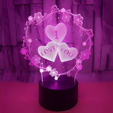 Huitich romantic LED love lamp with glowing heart shapes and floral design in pink light